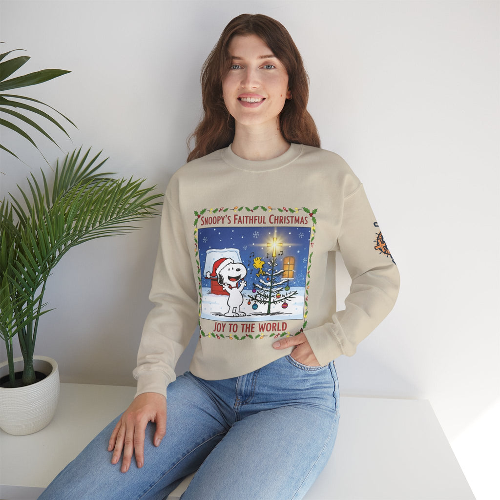 🎄 Faithful Christmas Friends – Christian Holiday Sweatshirt | Festive Tree & Cartoon Duo | Heartwarming Christmas Tee by Uplifted Gear Printify