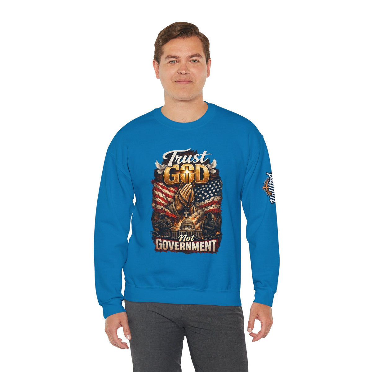 Trust God Not Government Sweatshirt — Vintage Patriotic Christian Sweatshirt Printify