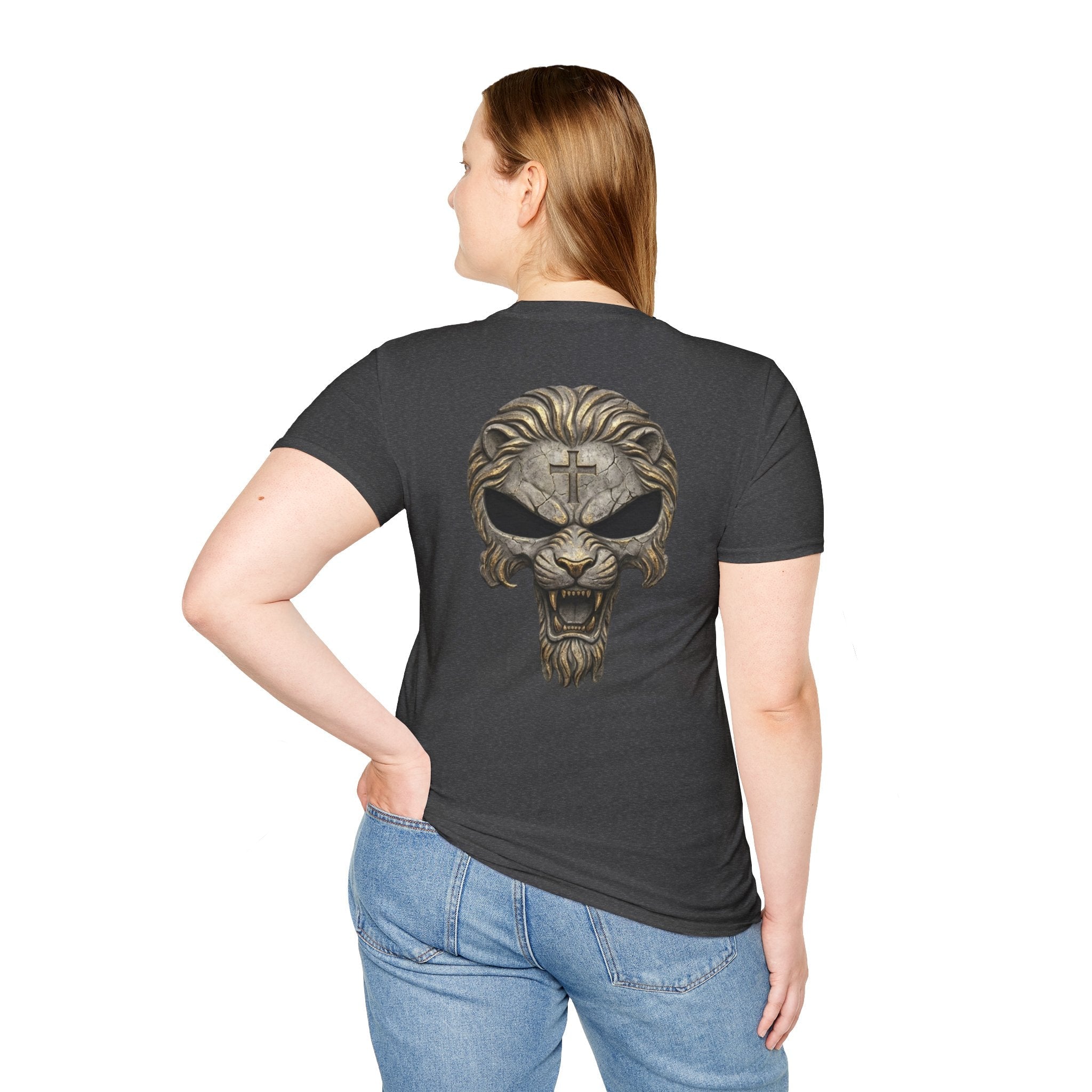 Lion of Judah Skull Christian T-shirt - Warrior Faith Cross T-shirt Printify