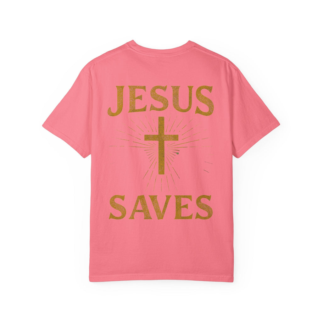 Jesus Saves T-shirt – Radiant Cross & Rays of Light Christian T-shirt for Eternal Hope & Faith Printify