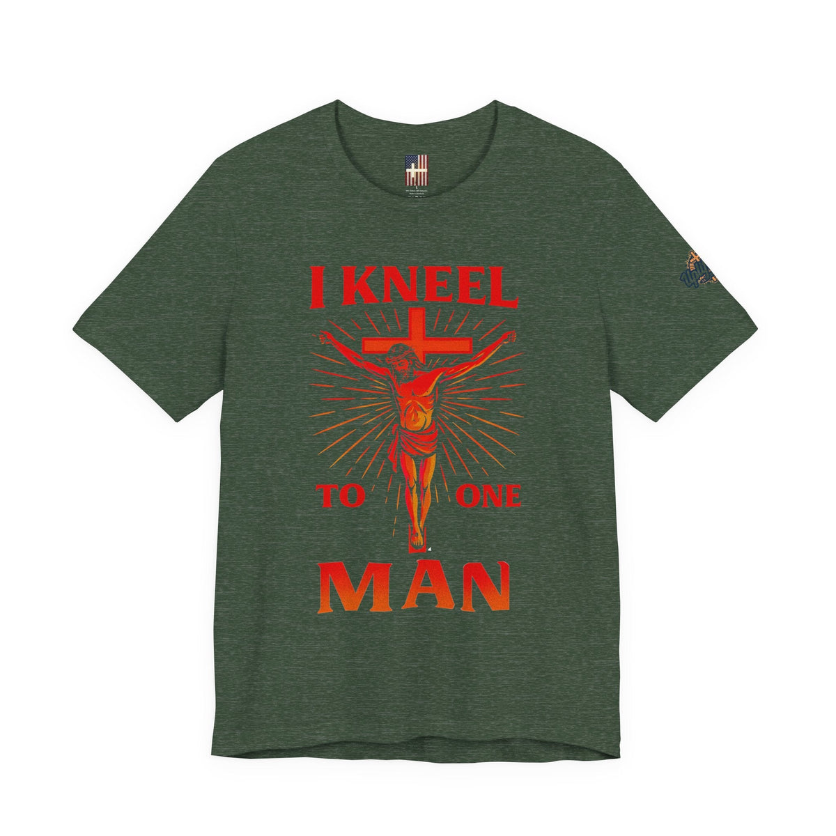 I Kneel to One Man T-shirt – Crucifixion Christian T-shirt for Unashamed Devotion & Bold Faith Printify