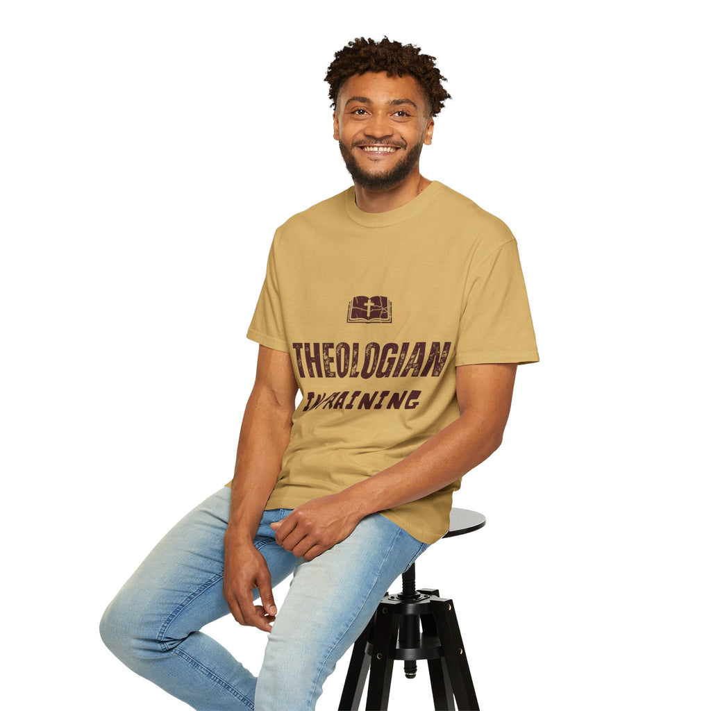 Theologian in Training T-Shirt – Open Bible & Cross Christian Tee for Faithful Learners Printify