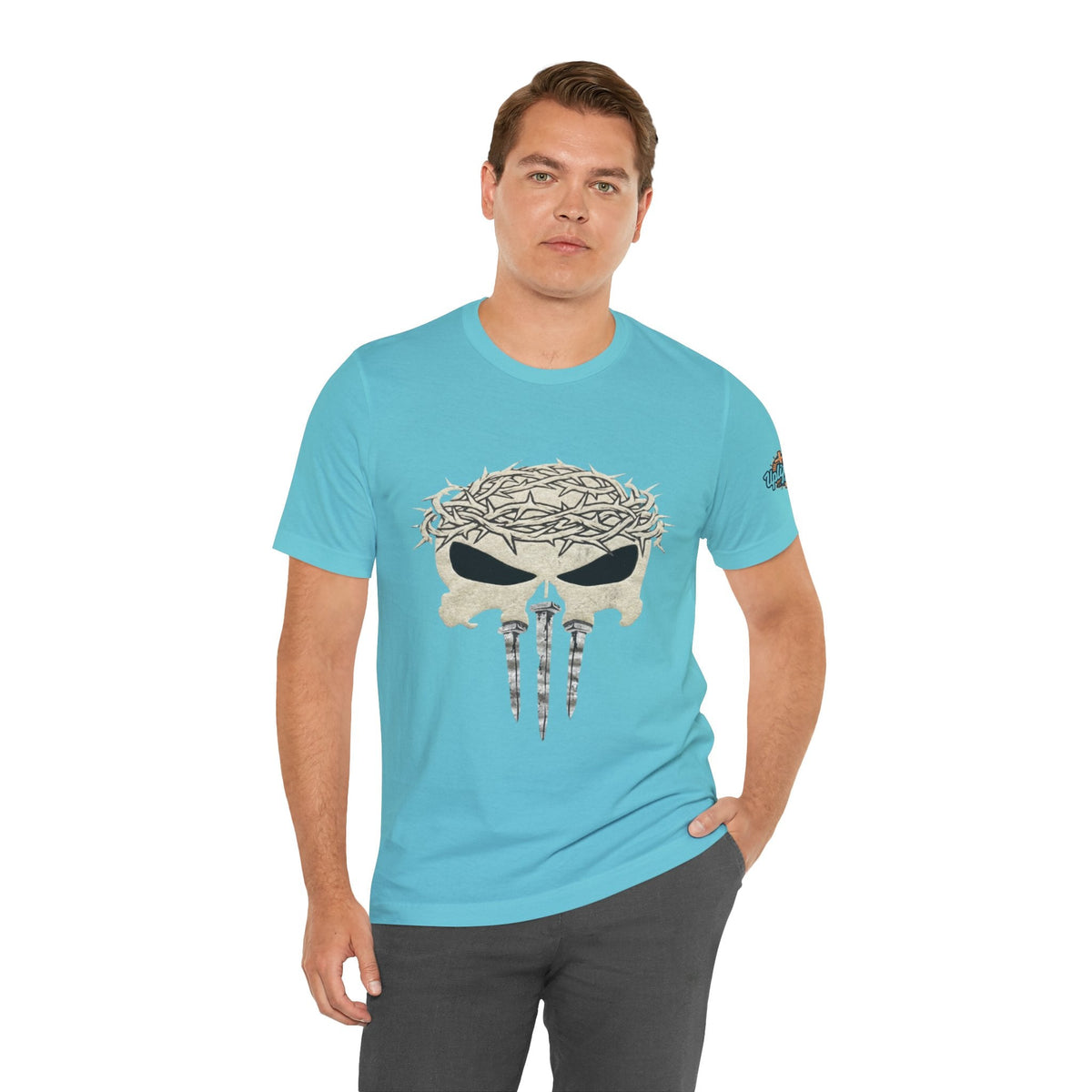 Christian Skull T-shirt - Crown of Thorns & Nails - Warrior Faith T-shirt Printify