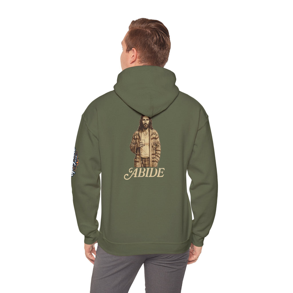 Abide Jesus Hoodie — Vintage 'The Dude' Religious Graphic Hoodie Printify