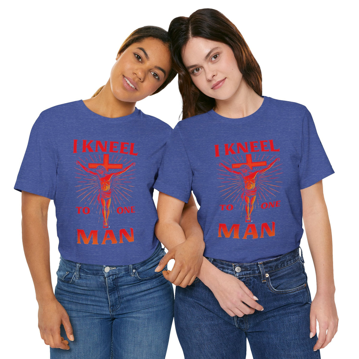 I Kneel to One Man T-shirt – Crucifixion Christian T-shirt for Unashamed Devotion & Bold Faith Printify