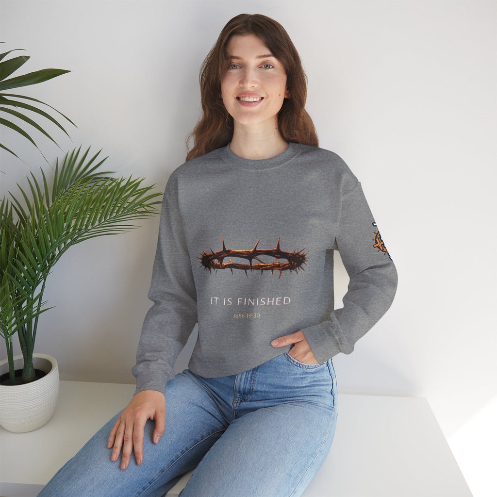 It Is Finished Crown of Thorns Sweatshirt — Christian John 19:30 Faith Sweatshirt Printify