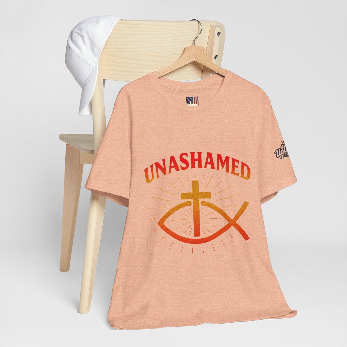 Unashamed T-shirt – Ichthys Jesus Fish & Cross Christian T-shirt for Romans 1:16 Bold Faith Printify