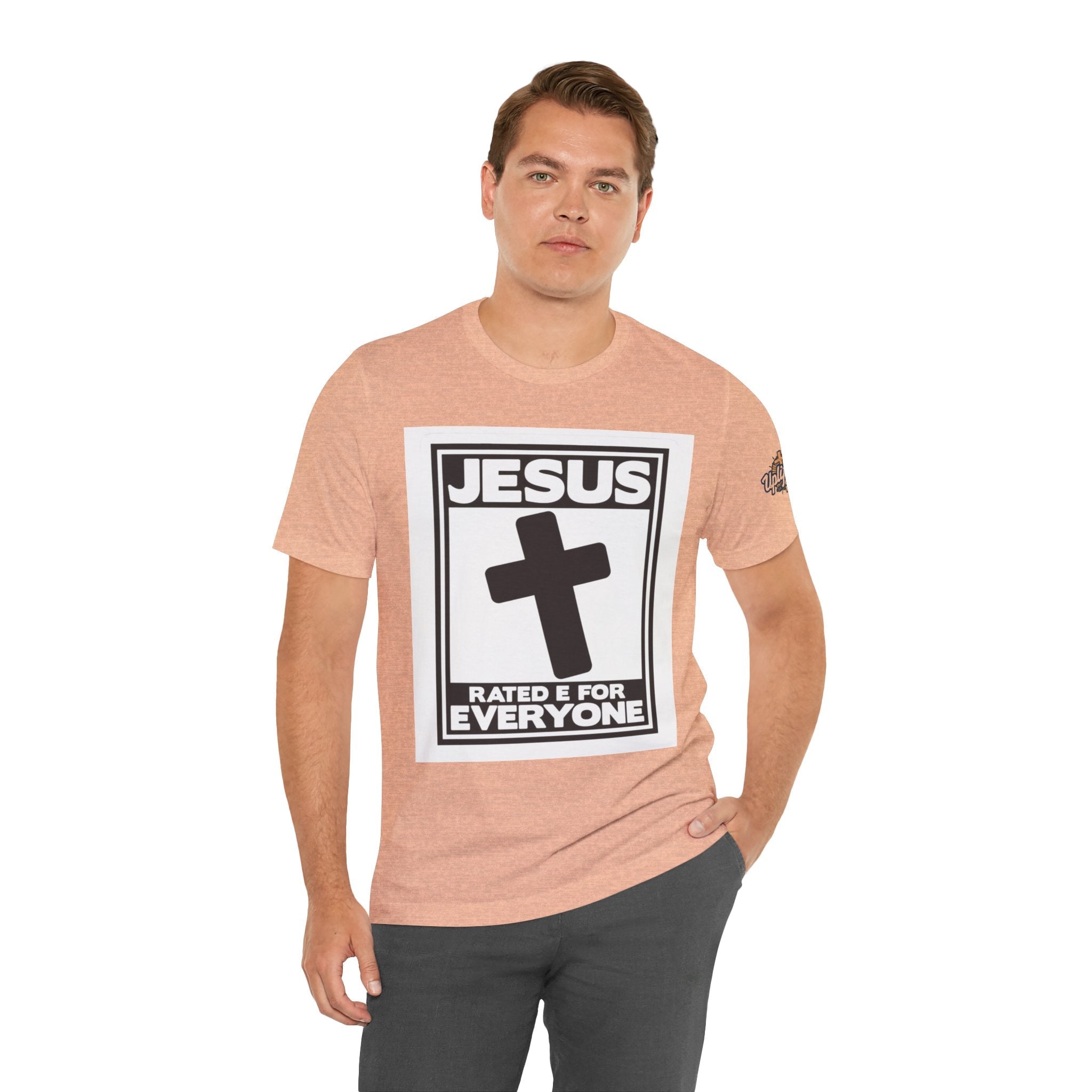 Jesus, Rated E for Everyone T-shirt - Gamer Faith T-shirt - Christian Video Game Parody Printify