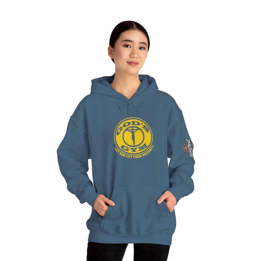 God's Gym Hoodie — "Let Him Lift Your Weights" Christian Fitness Hoodie Printify