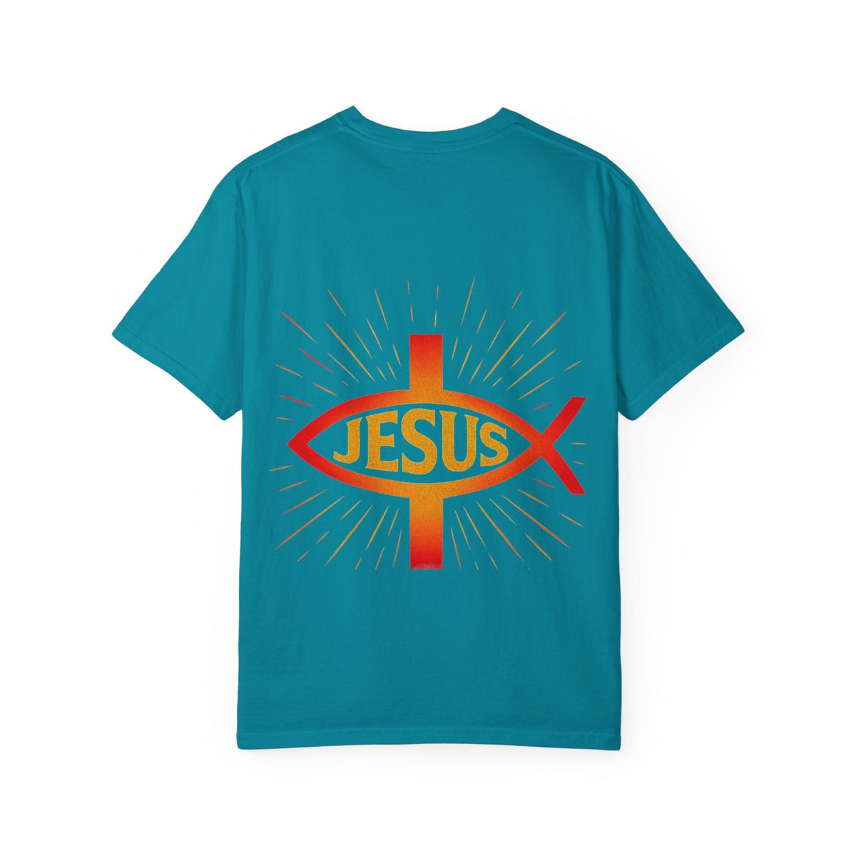 Jesus Ichthys T-shirt – Christian Fish Symbol with Cross & Jesus Inscription T-shirt for Eternal Faith & Streetwear Printify