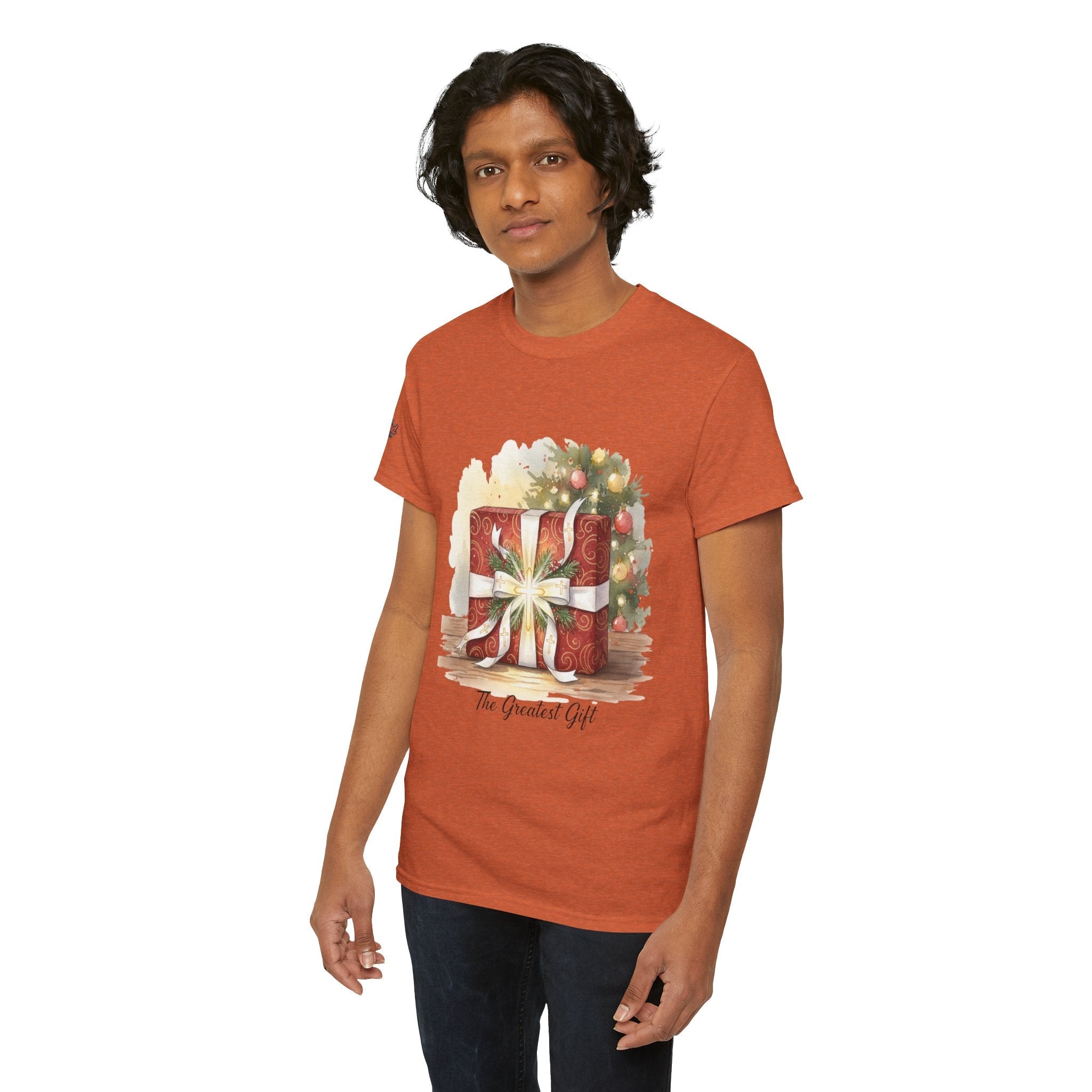 The Greatest Gift T-shirt – Cross Bow Present Christian T-shirt for Christmas Salvation & Eternal Faith Printify
