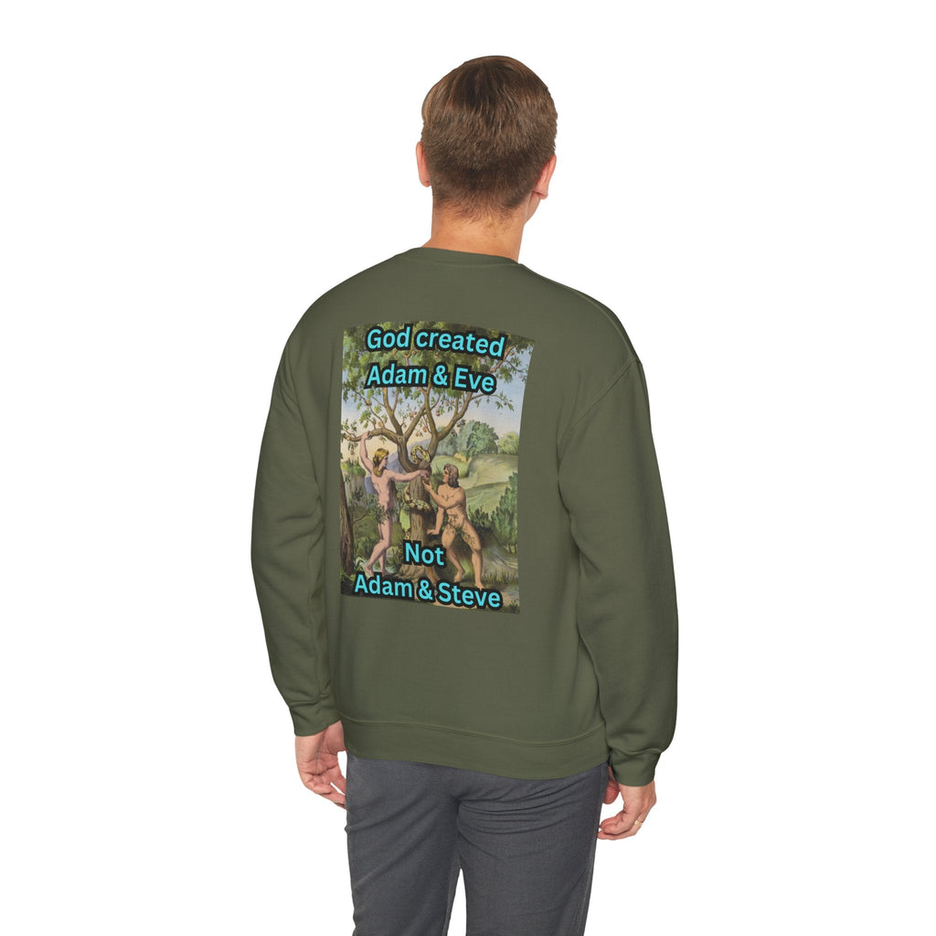 God Created Adam and Eve Sweatshirt – Biblical Truth Christian Sweatshirt for Unshakable Faith Printify