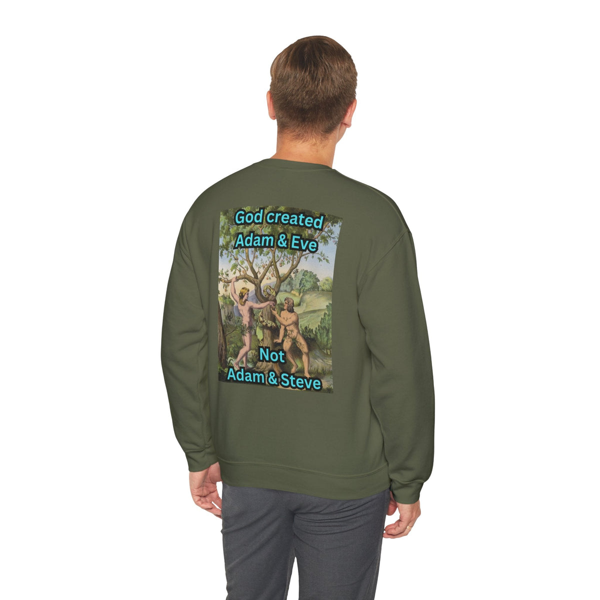 God Created Adam and Eve Sweatshirt – Biblical Truth Christian Sweatshirt for Unshakable Faith Printify