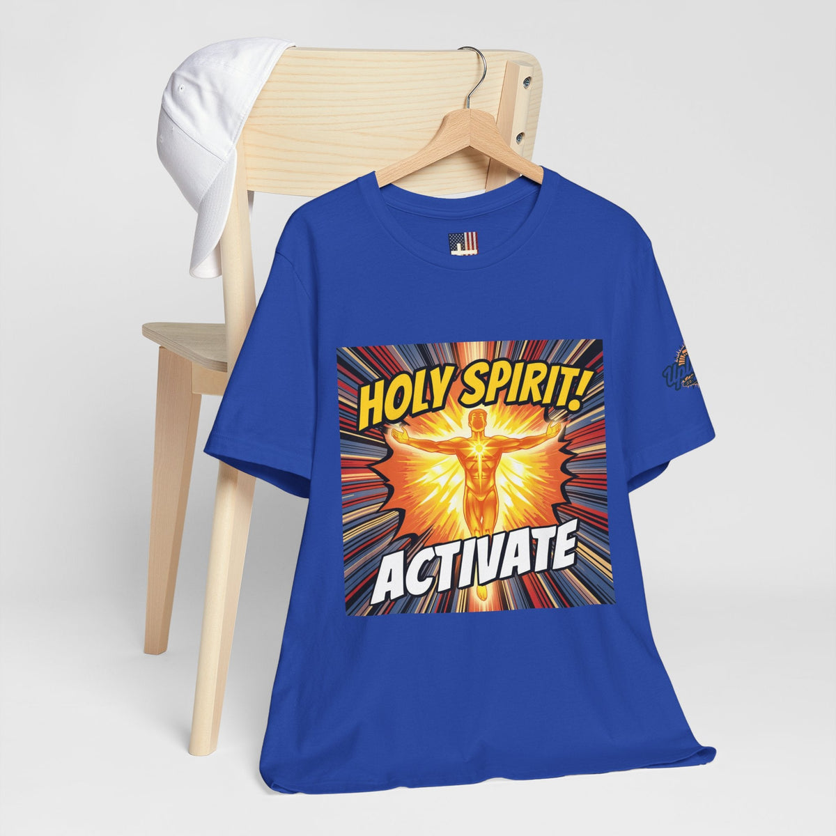 Holy Spirit Activate T-shirt – Superhero Christian T-shirt with Vibrant Power-Up Design for Faith-Fueled Boldness Printify