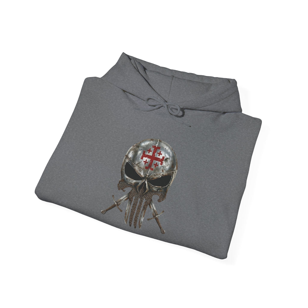 Crusader Knight Christian Skull Hoodie - Warrior Armor of God Hoodie Printify