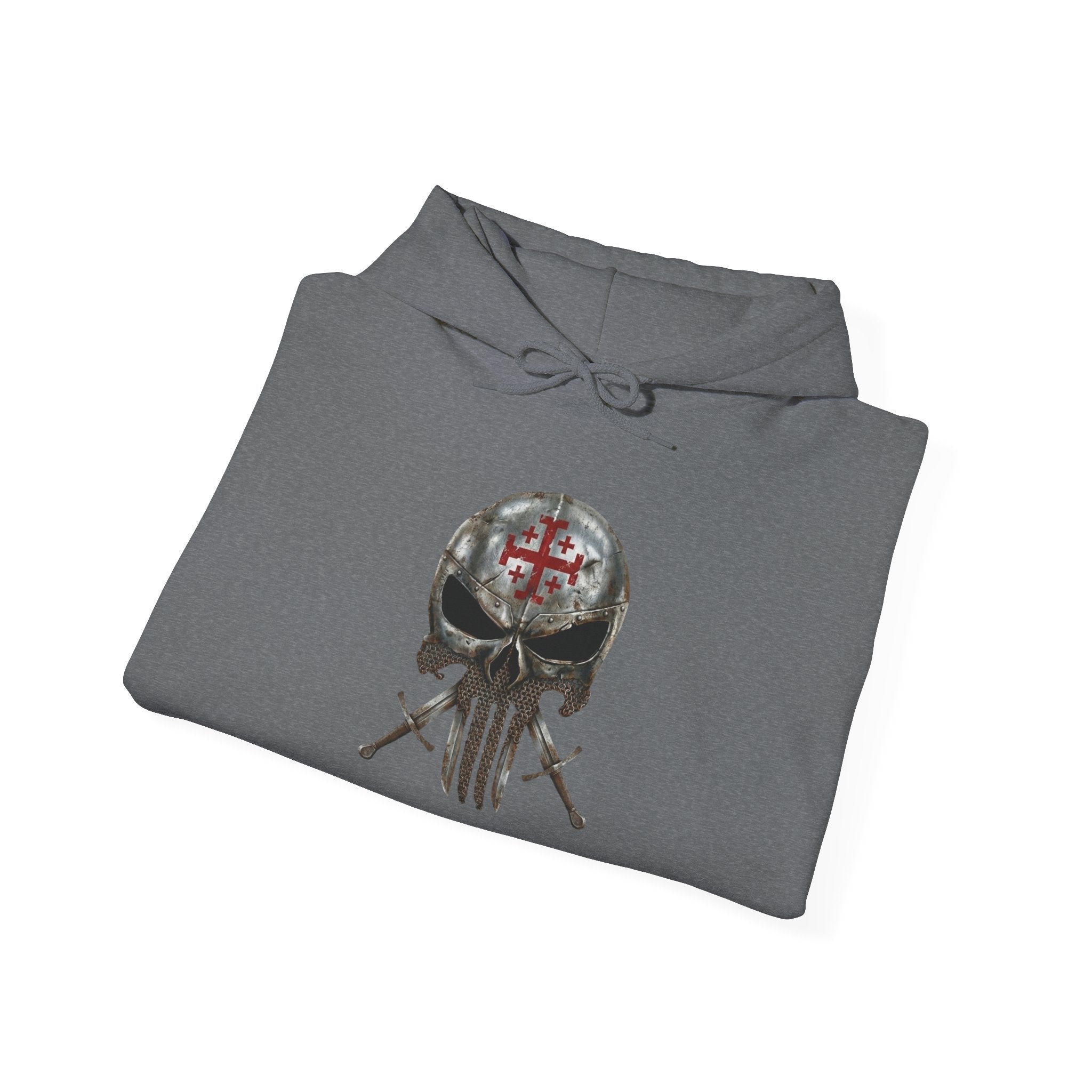 Crusader Knight Christian Skull Hoodie - Warrior Armor of God Hoodie Printify