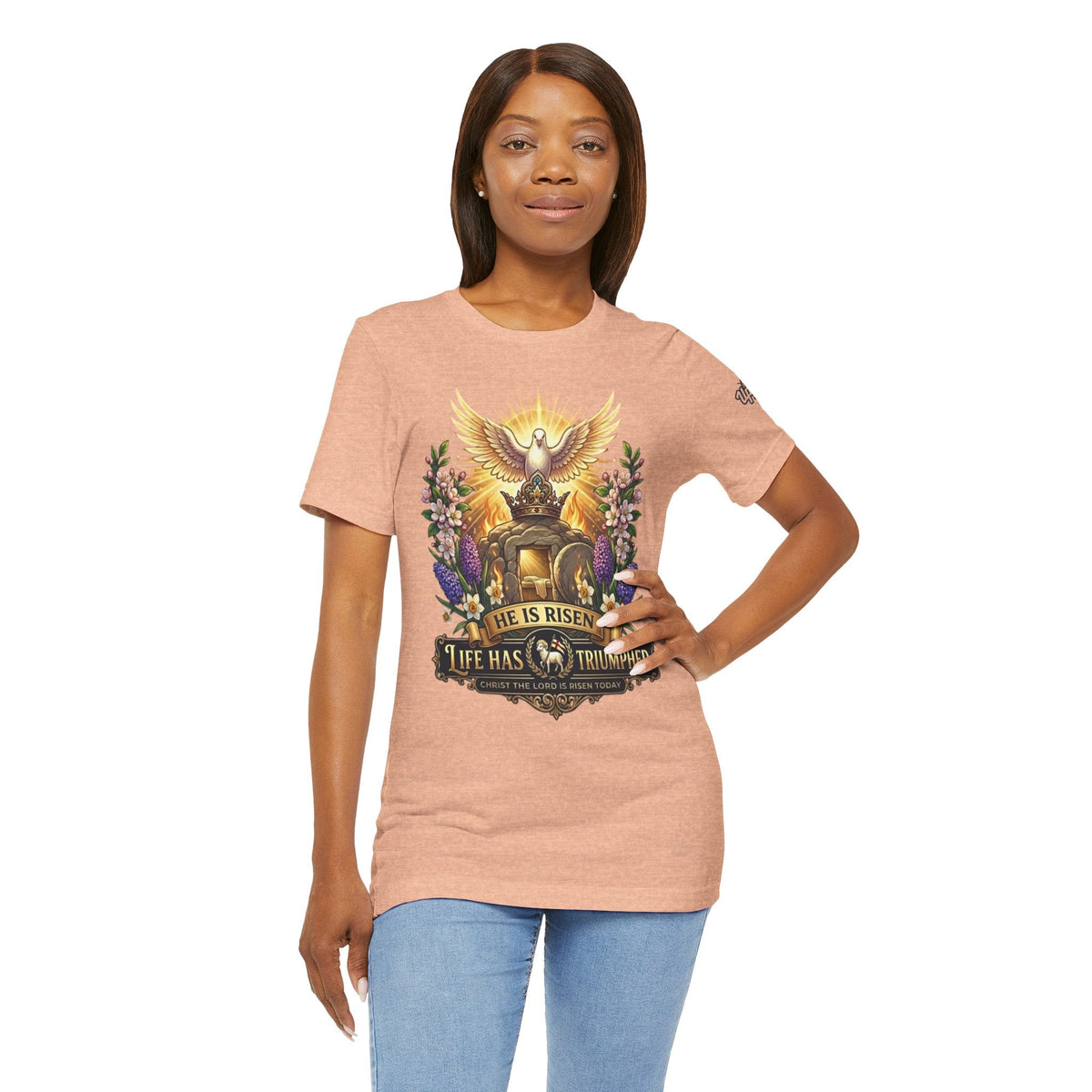 He Is Risen "Life Has Triumphed" T-Shirt — Easter Resurrection Christian Tee Printify