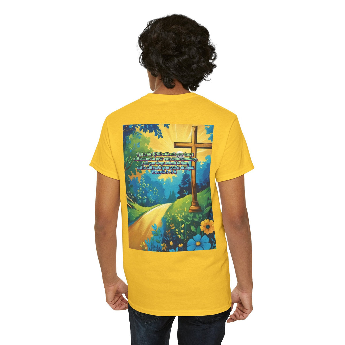 Trust in The Lord Proverbs 3:5-6 Biblical Design Unisex Heavy Cotton Tee Printify
