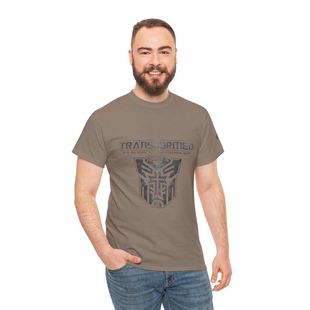 Transformer Logo Christian T-shirt | 2 Corinthians 3:18 Bible Verse T-shirt Printify