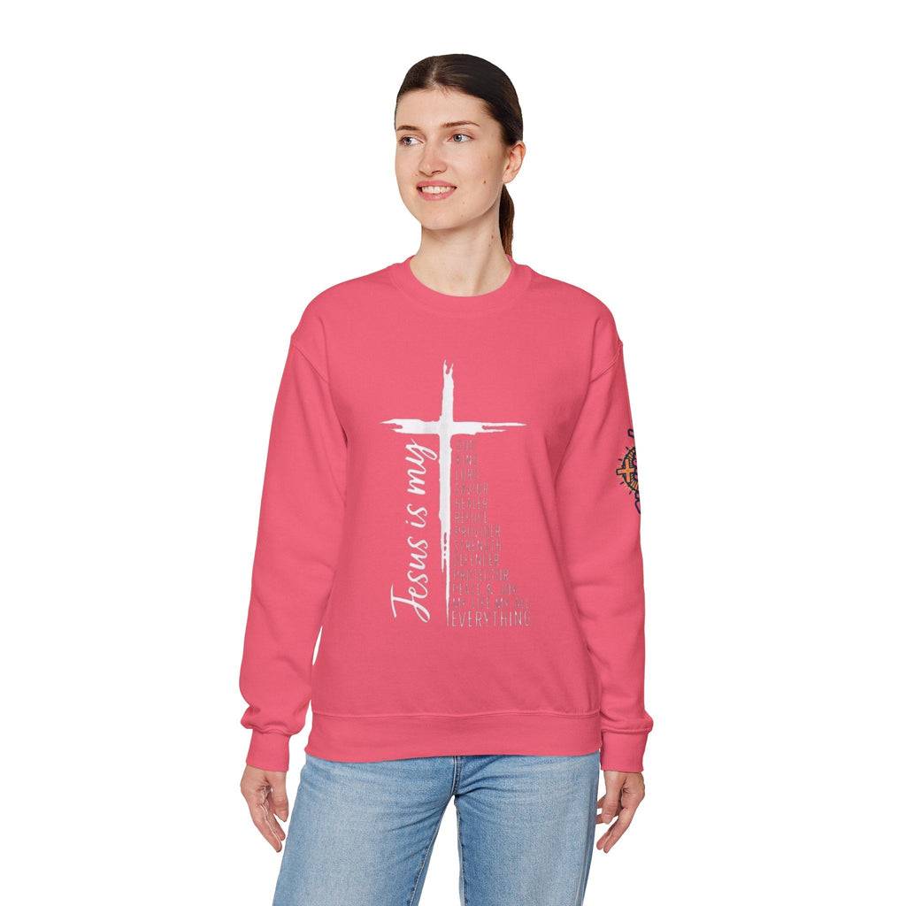 Jesus Is My Everything Sweatshirt – Cross List God King Lord Savior Christian Sweatshirt for Total Surrender Faith Printify