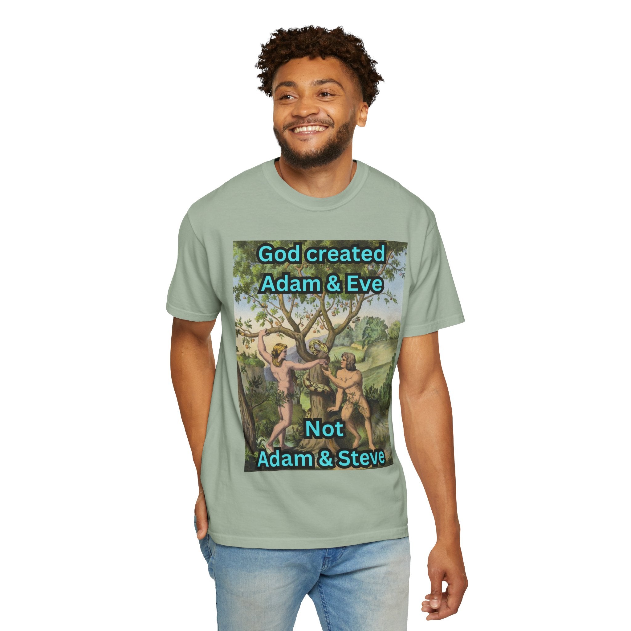 God Created Adam and Eve T-Shirt – Biblical Truth Christian Tee for Bold Faith Printify