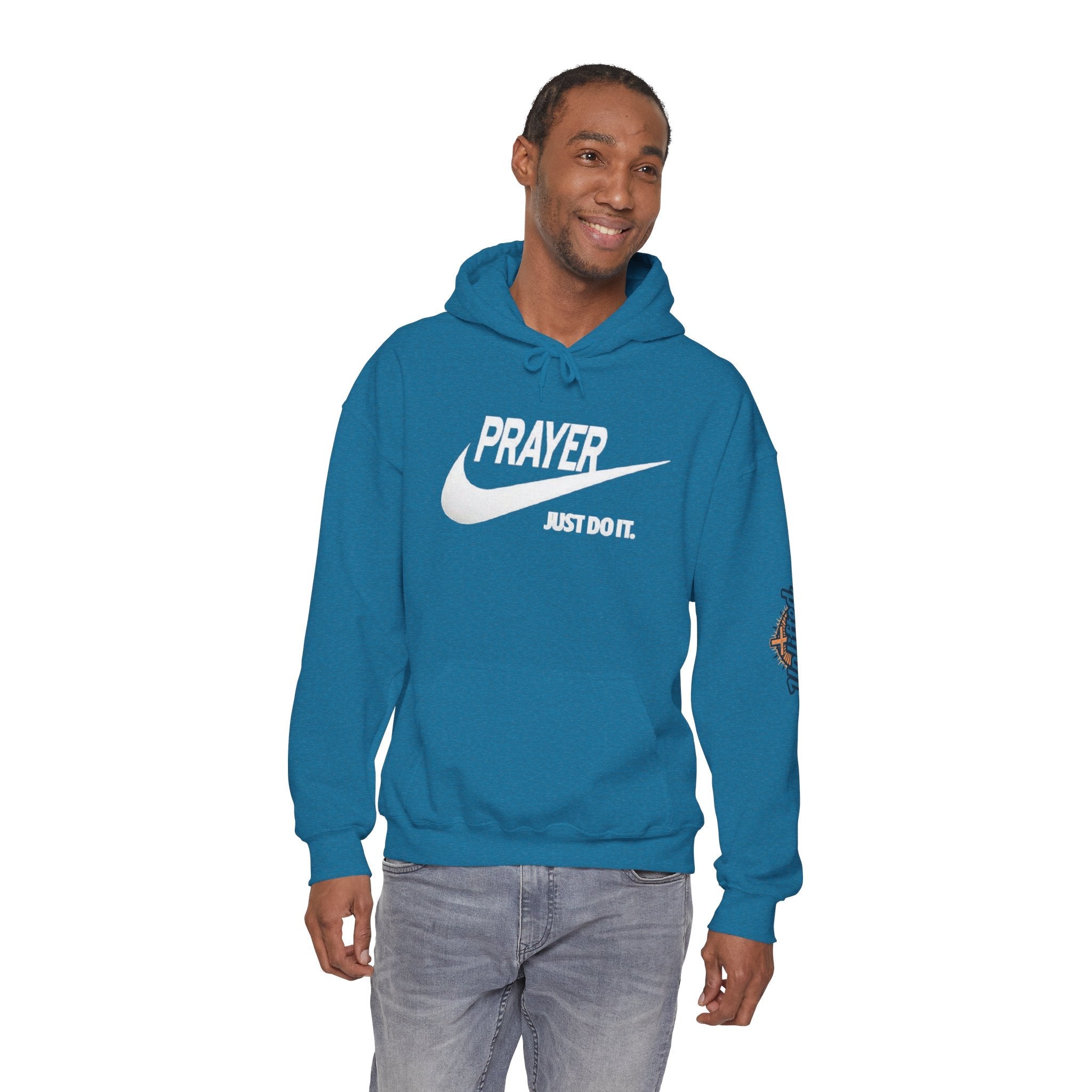 Prayer Just Do It Hoodie - Funny Christian Nike Parody Hoodie - Faith Gear Printify