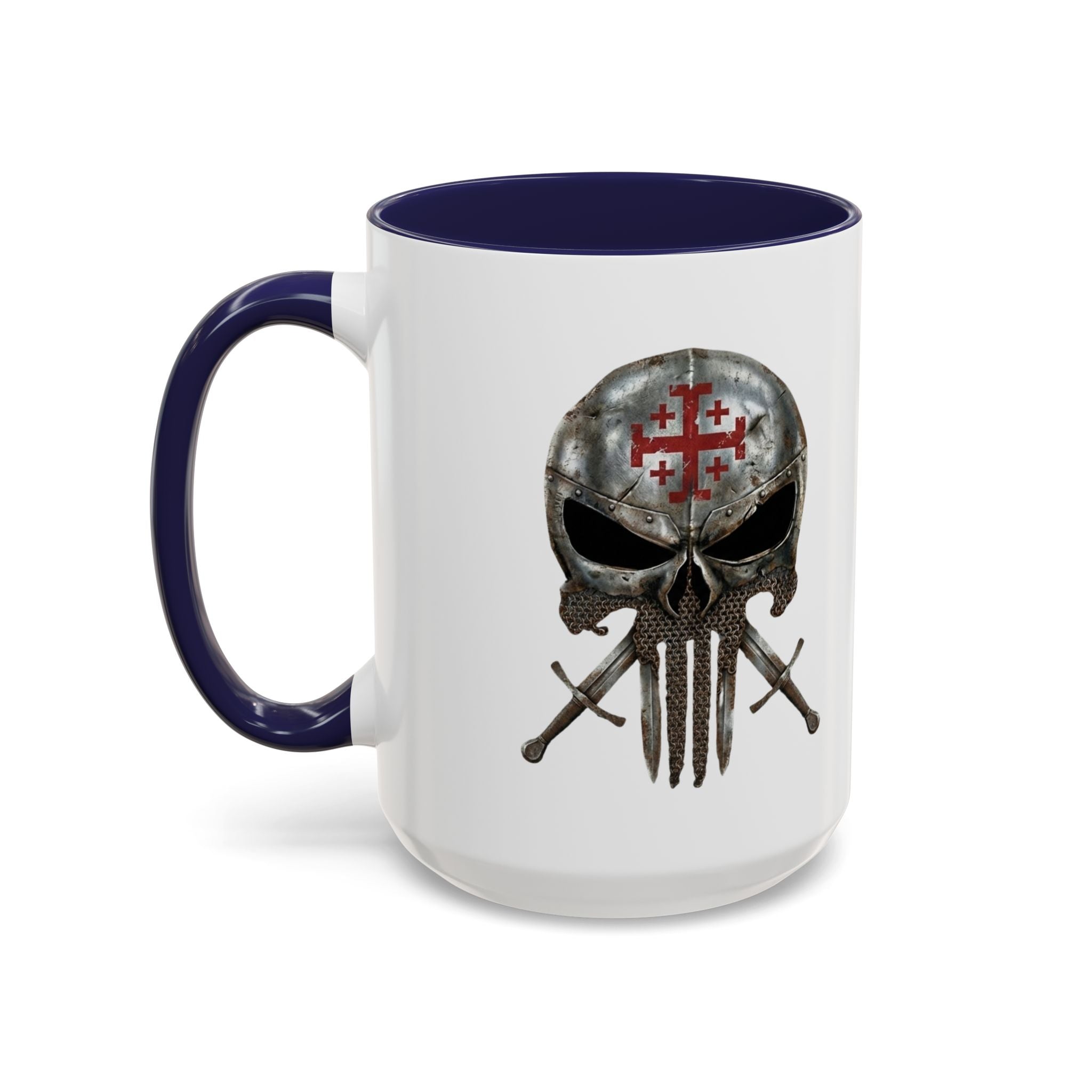 Crusader Knight Coffee Mug — 'Armor of God' Christian Skull 11/15oz Accent Mug Printify