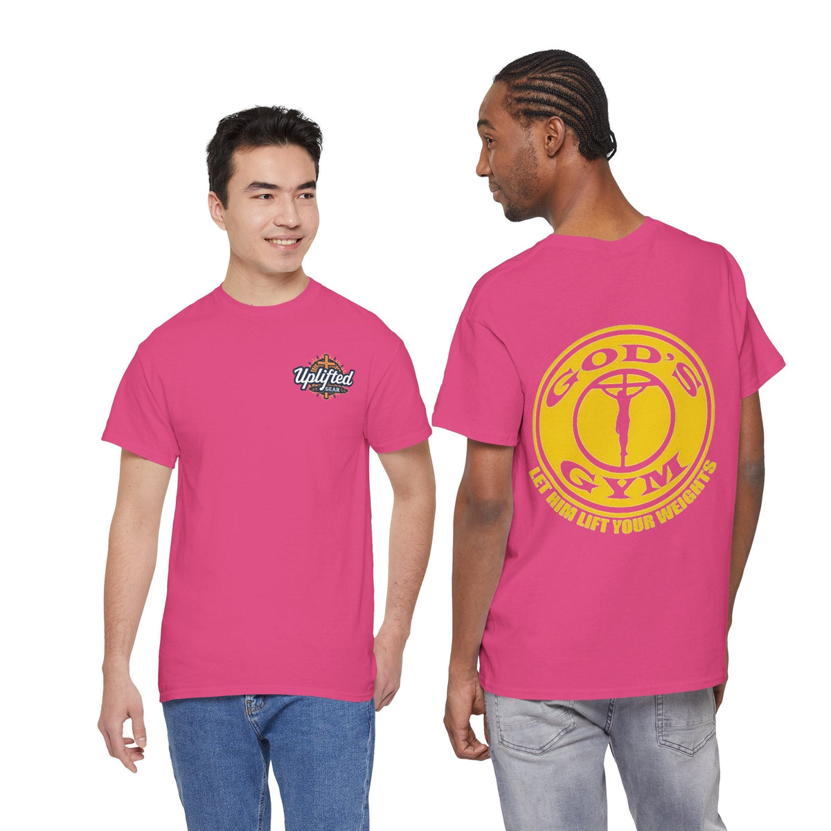 God's Gym T-Shirt — "Let Him Lift Your Weights" Christian Fitness Tee Printify