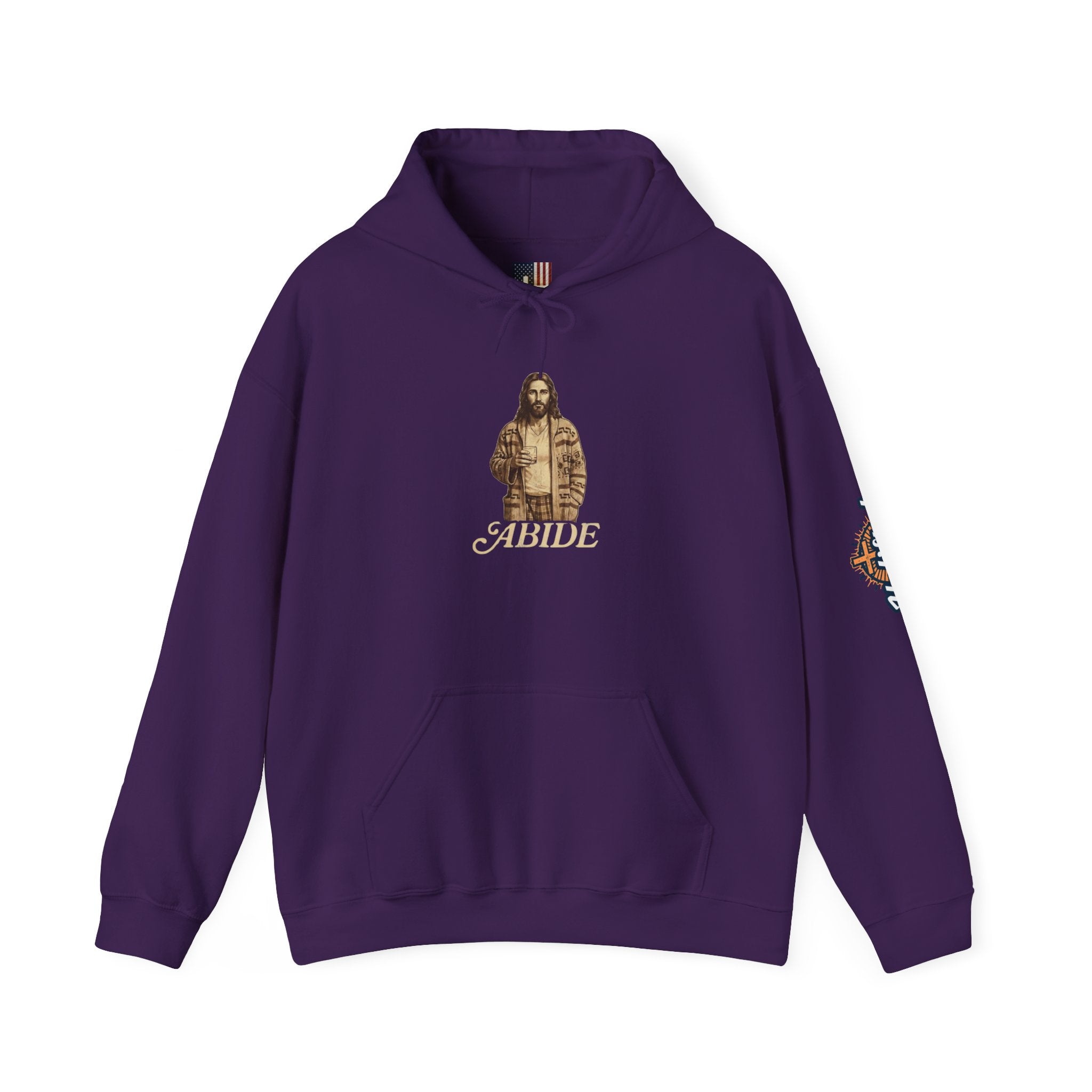 Abide Jesus Hoodie — Vintage 'The Dude' Religious Graphic Hoodie Printify
