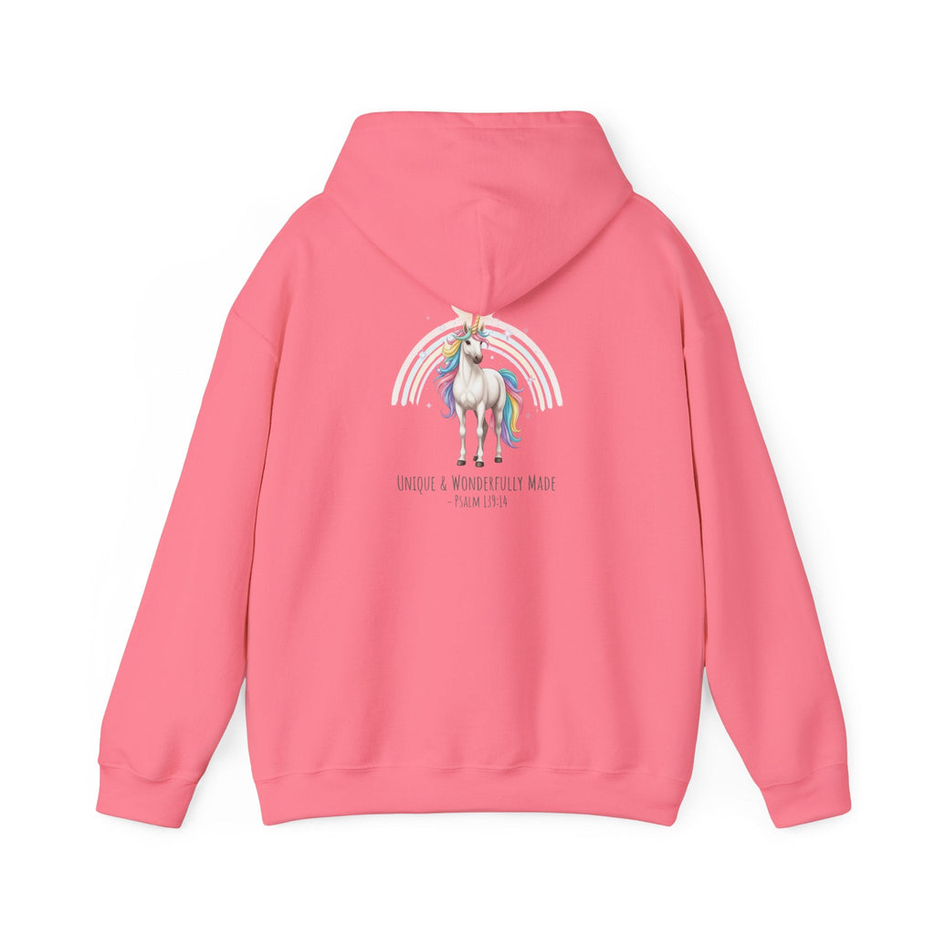 Unique Unicorn Hoodie – Rainbow Cross Psalm 139:14 Christian Hoodie for Wonderfully Made Printify