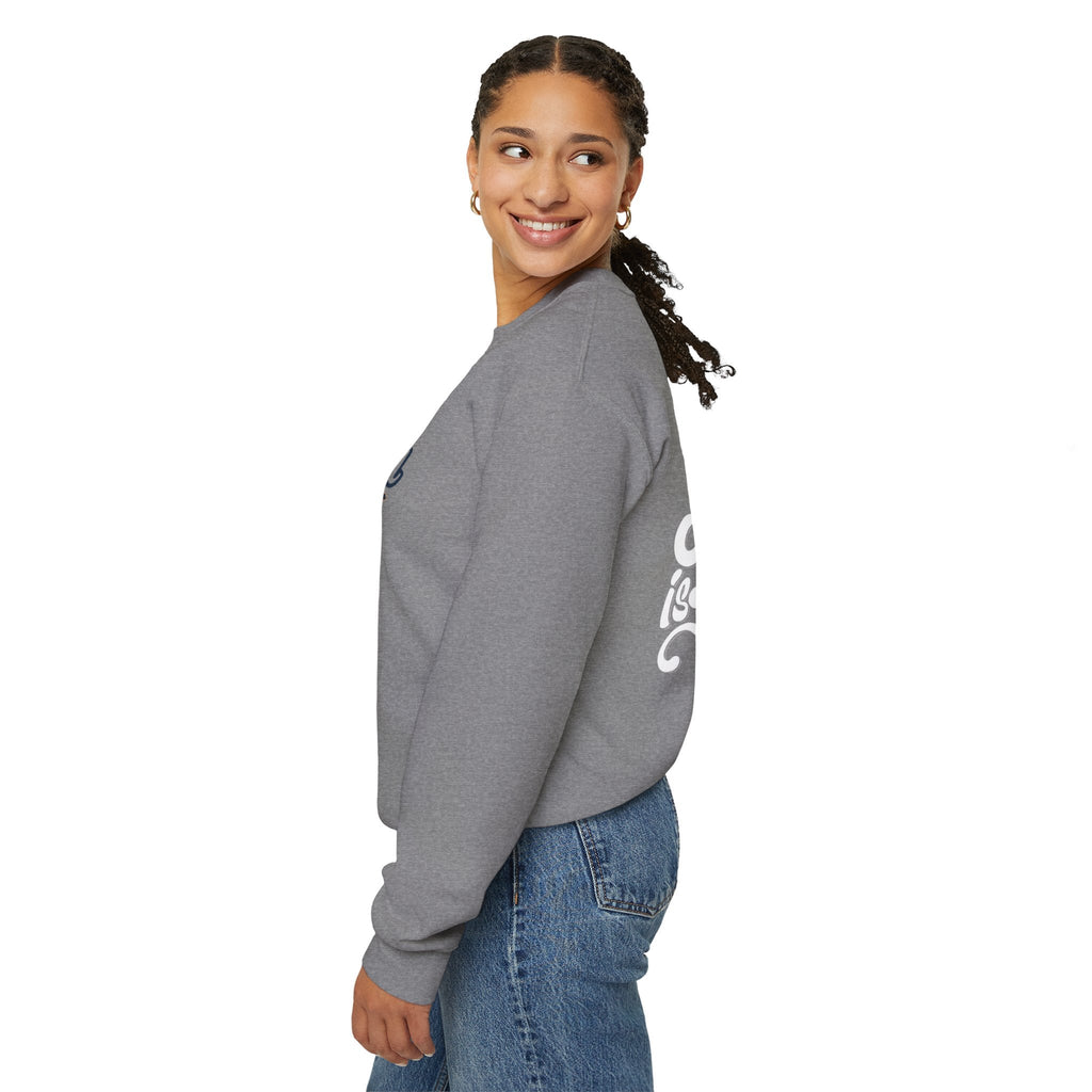 Jesus is King Sweatshirt – Bold Crown & Cross Christian Hoodie for Eternal Faith & Comfort Printify