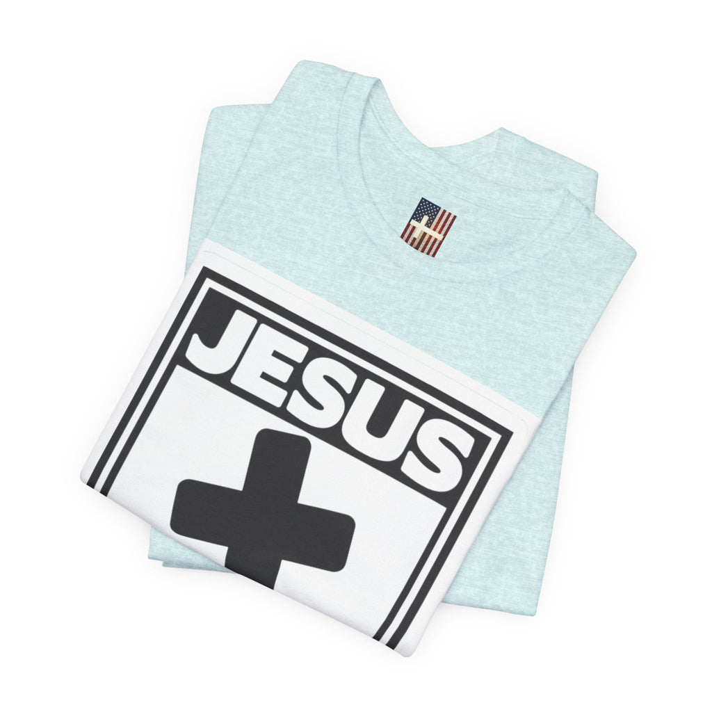 Jesus, Rated E for Everyone T-shirt - Gamer Faith T-shirt - Christian Video Game Parody Printify