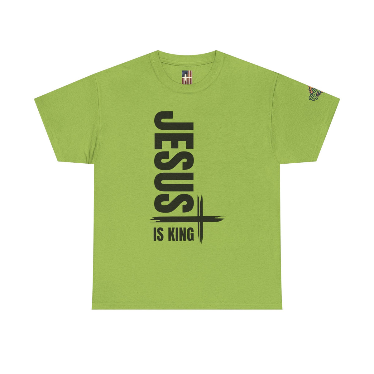 Jesus Is King T-shirt | Modern Typographic Cross Christian T-shirt Printify
