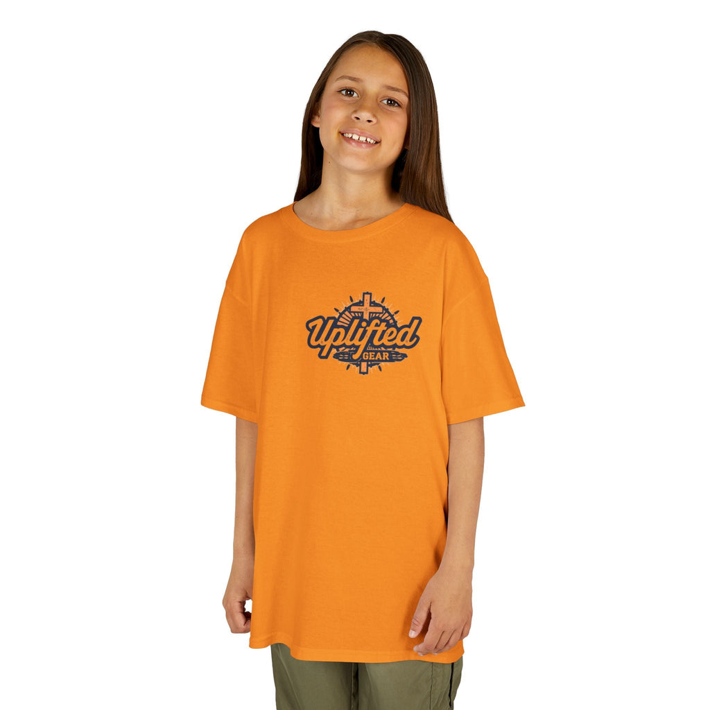 ✨ Chosen. Loved. Redeemed. – Elegant Christian Kids T-Shirt | Gold Foil Faith Tee | Subtle Cross & Heart Design | Inspirational Bible Verse Apparel by Uplifted Gear Printify