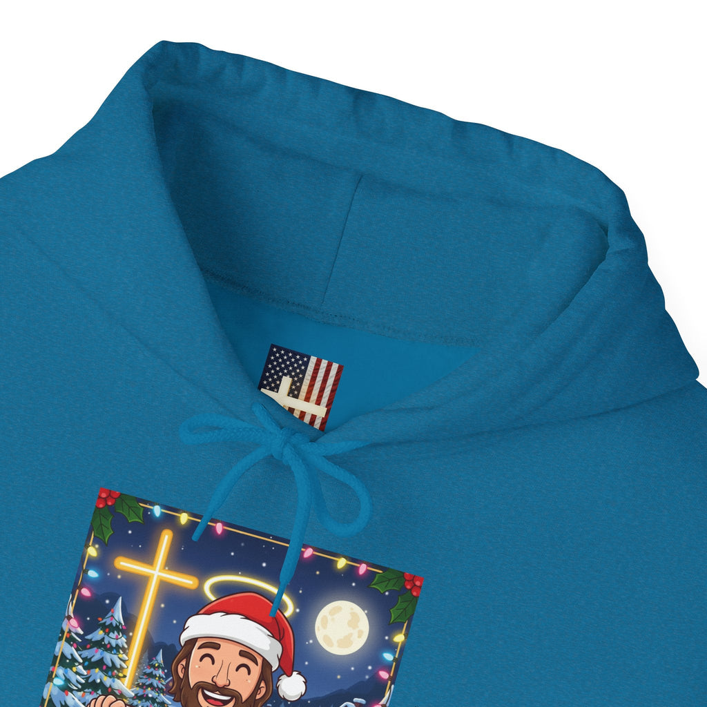 🎄 Make Christmas Great Again – Funny Christian Hoodie | Jesus Holding Banner | Faith-Based Holiday Parody Tee | Uplifted Gear Printify