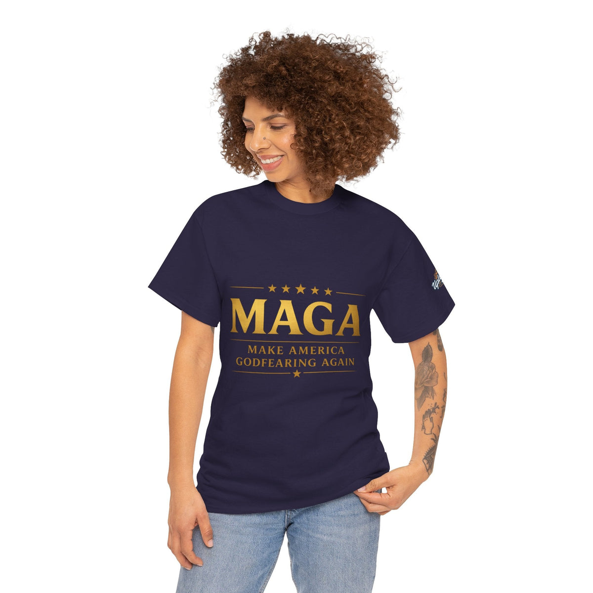 MAGA Gold Letter T-Shirt — "Make America Great Again" Printify