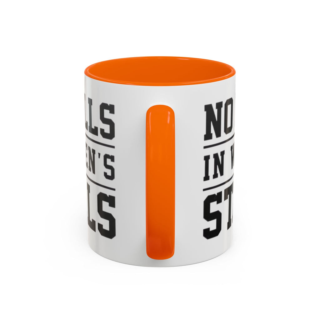The Lord Says No Balls in Women's Stalls Accent Coffee Mug — Bold Typography 11/15oz Printify