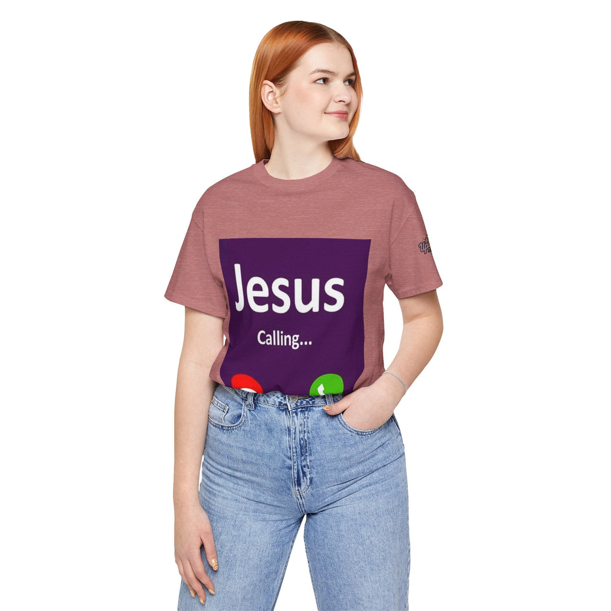 Jesus Calling T-shirt – Funny Cell Phone Screen Christian T-shirt for Divine Connection & Faith Humor Printify