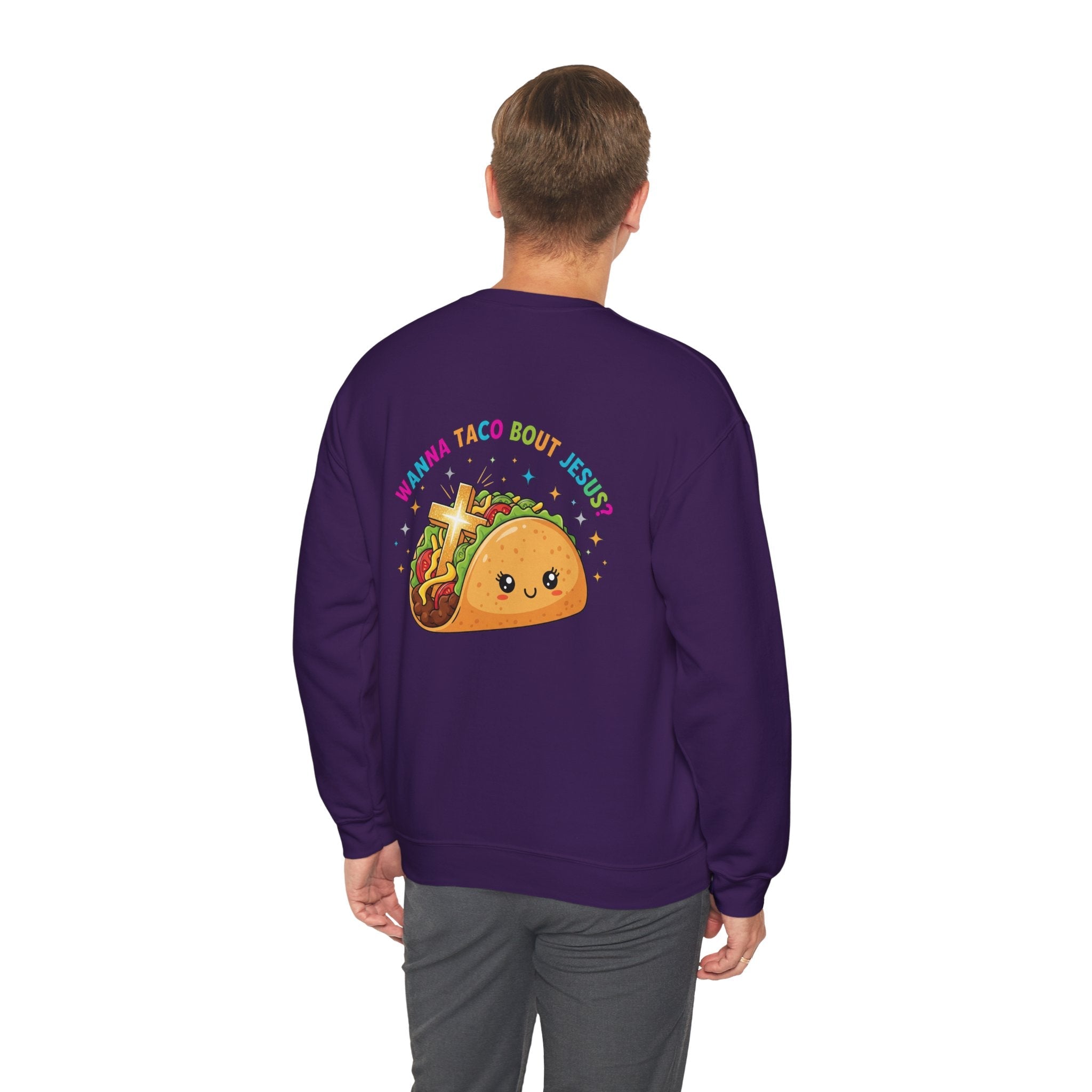 Wanna Taco 'Bout Jesus Sweatshirt – Cozy Christian Pun Sweatshirt for Faith & Fun Printify