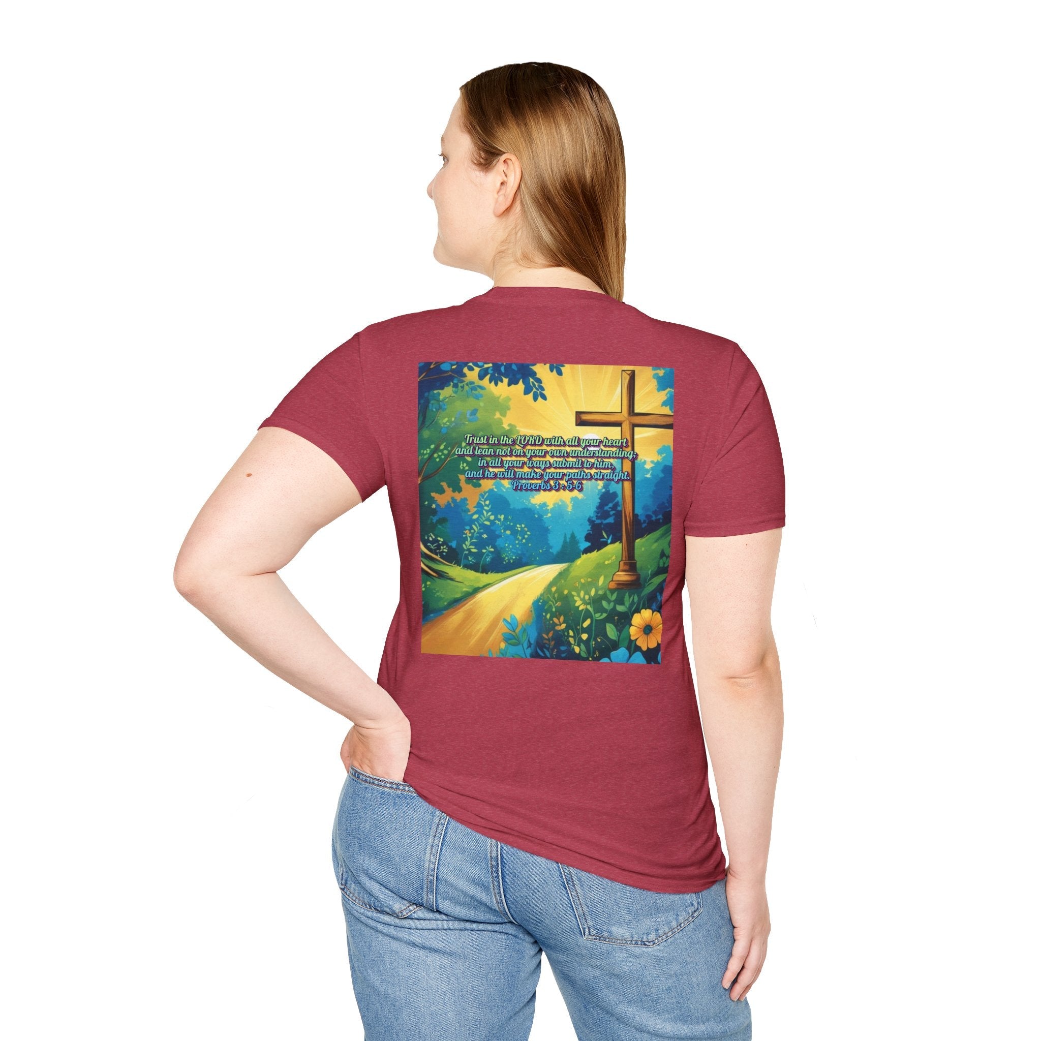 Trust in The Lord Proverbs 3:5-6 Biblical Design Unisex Softstyle T-Shirt Printify