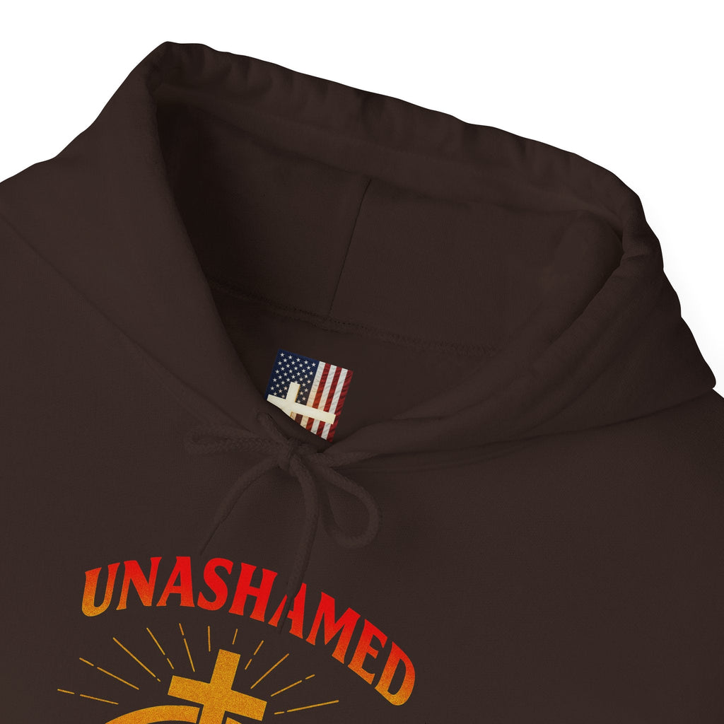 Unashamed Hoodie – Ichthys Jesus Fish & Cross Christian Sweatshirt for Romans 1:16 Bold Faith Printify