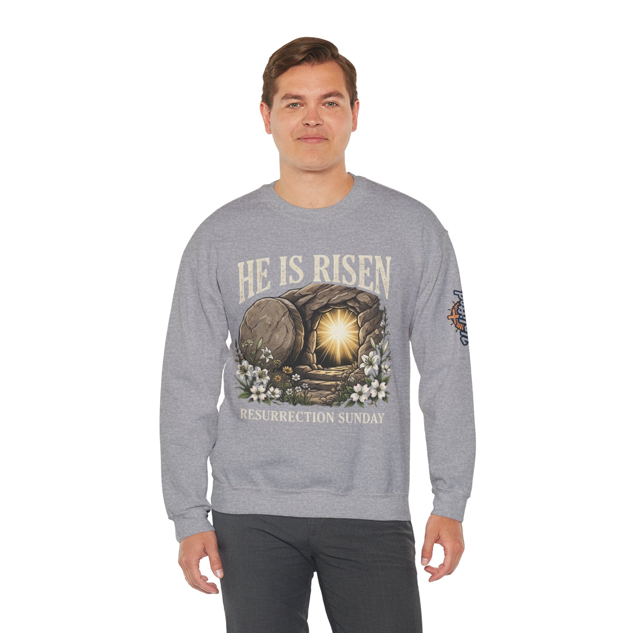 He Is Risen Sweatshirt — Jesus Christ Resurrection Easter Sweatshirt Printify
