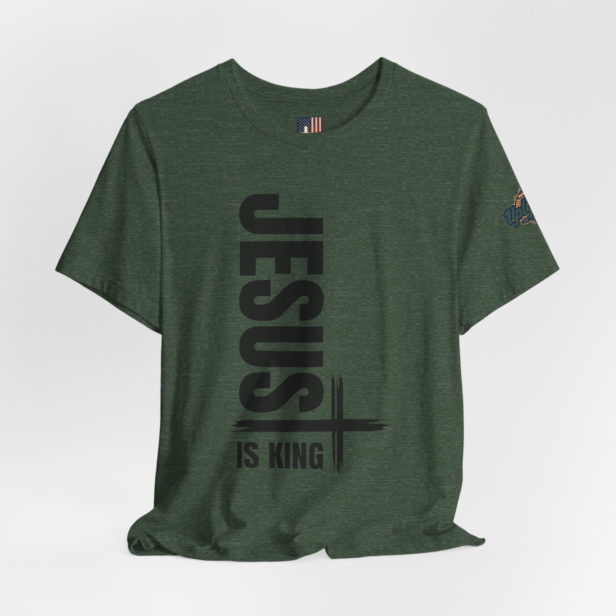 Jesus Is King T-shirt | Modern Typographic Cross Christian T-shirt Printify