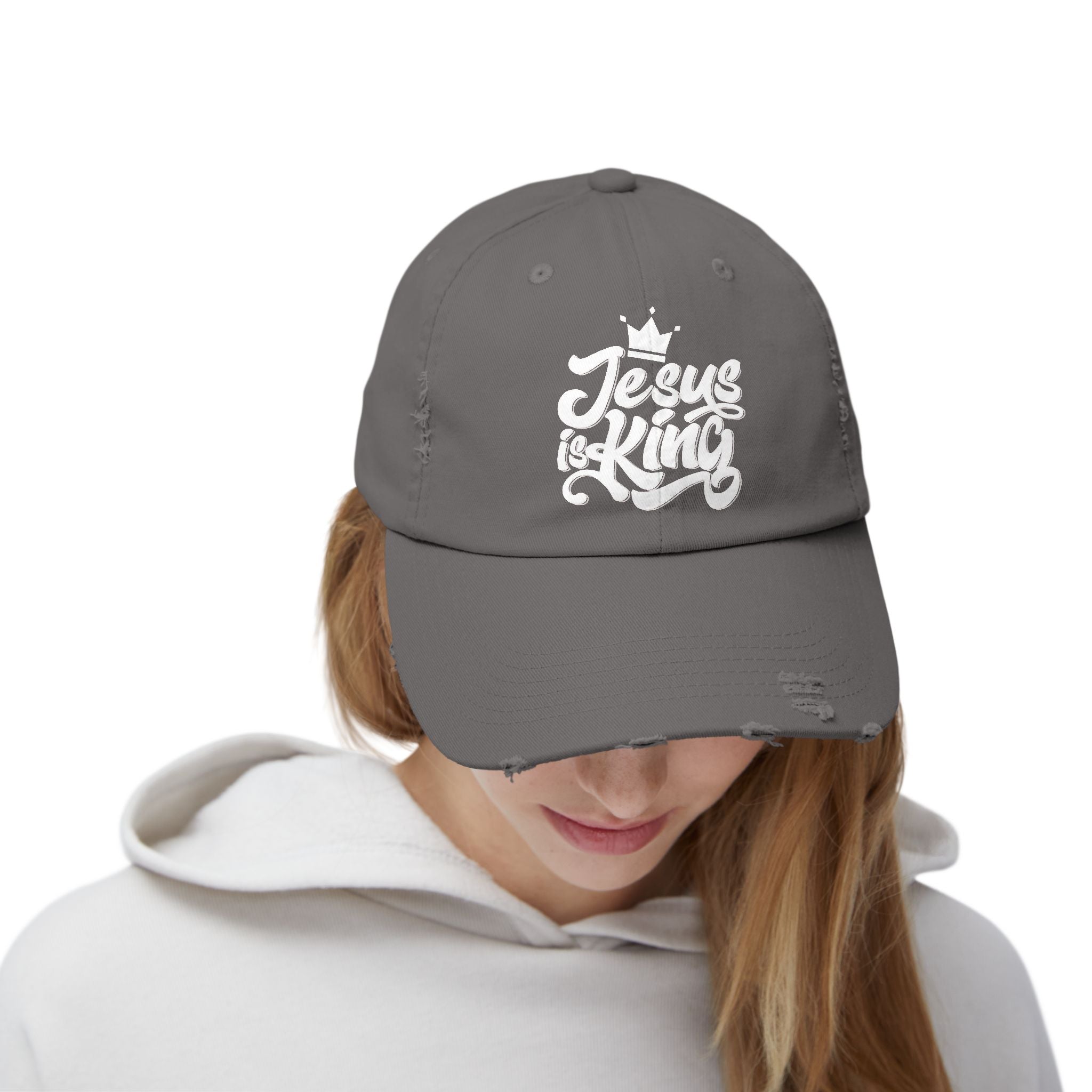 Jesus is King Hat – Bold Crown & Cross Embroidered Christian Cap for Eternal Faith Printify