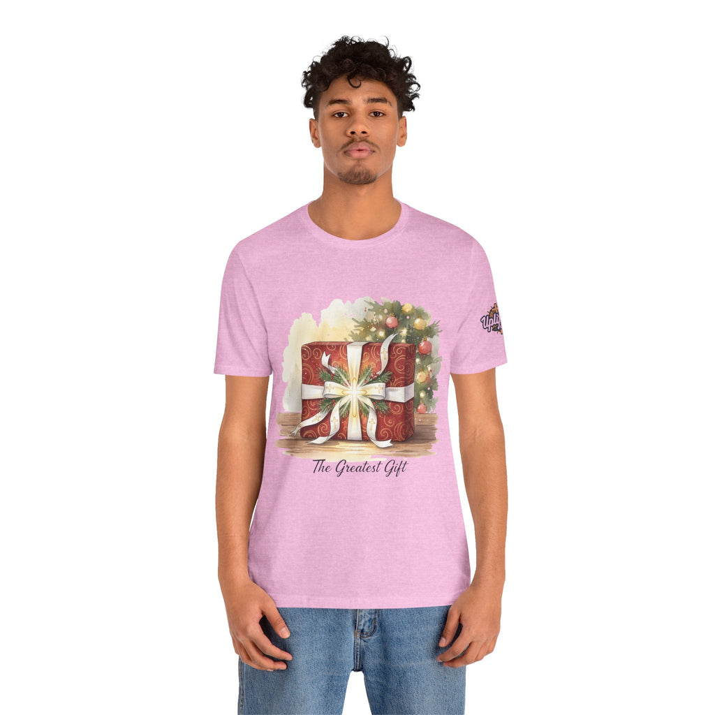The Greatest Gift T-shirt – Cross Bow Present Christian T-shirt for Christmas Salvation & Eternal Faith Printify
