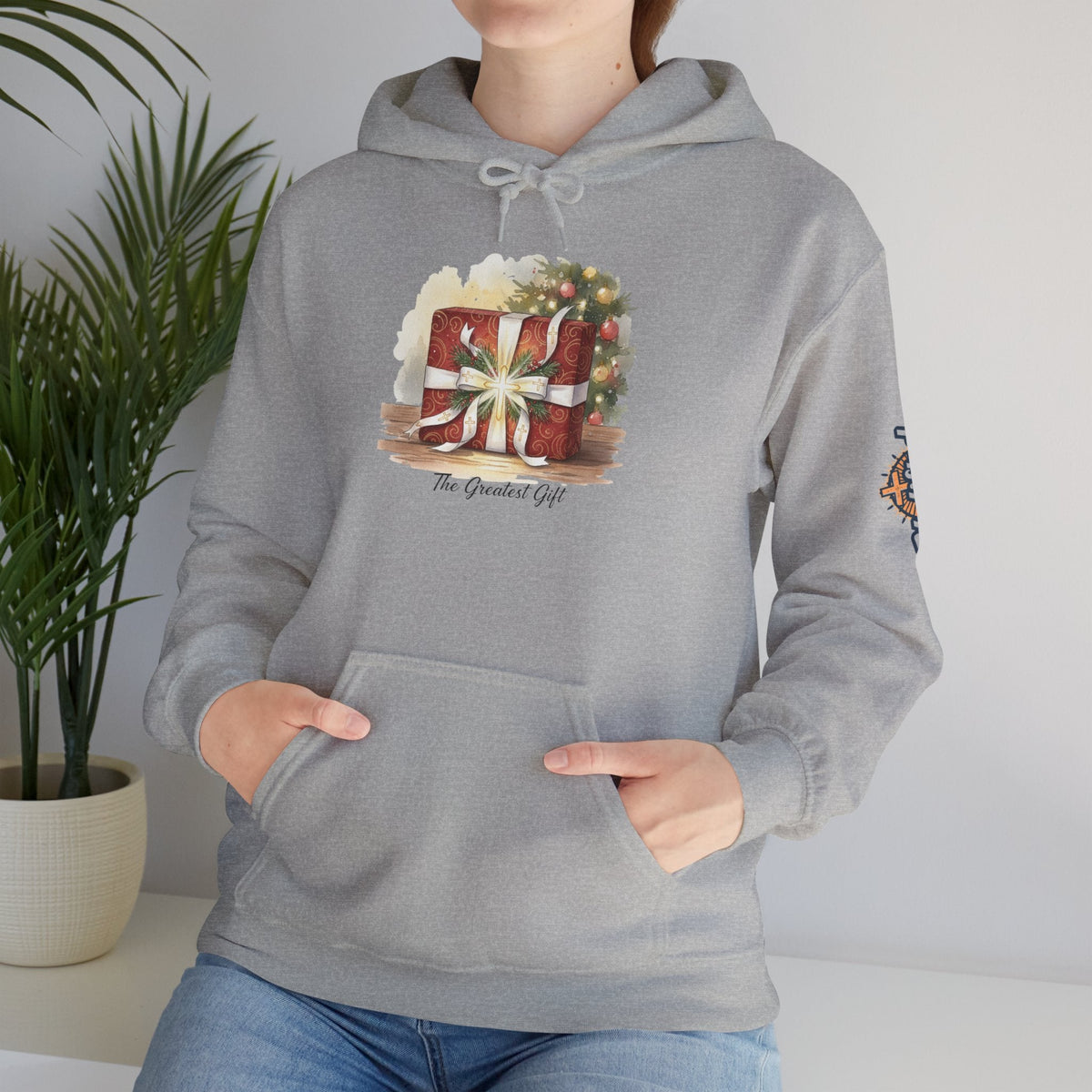 The Greatest Gift Hoodie – Cross Bow Present Christian Hoodie for Christmas Salvation & Eternal Faith Printify