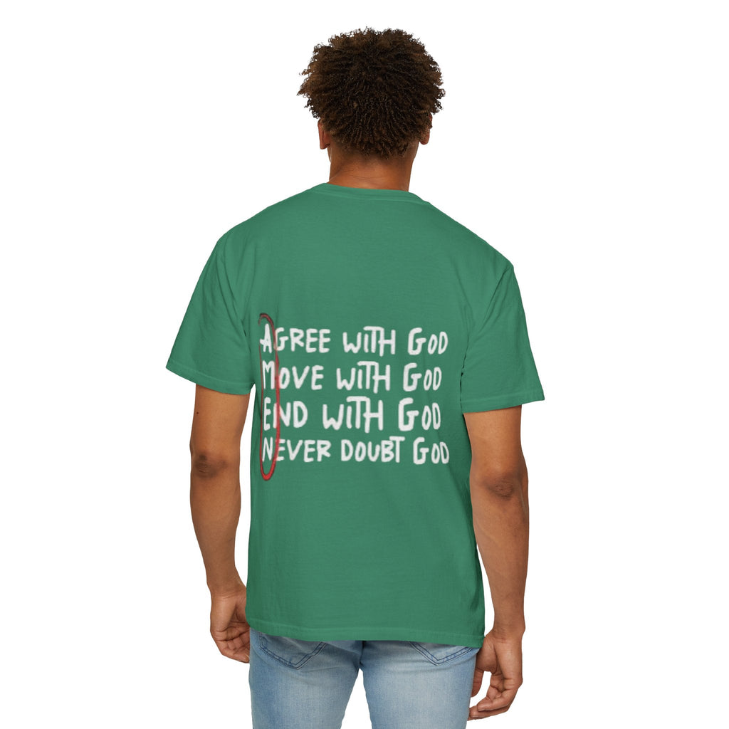 AMEN Acronym T-Shirt – Always Agree with God Move with God End with God Never Doubt God Christian Tee for Unwavering Faith Printify