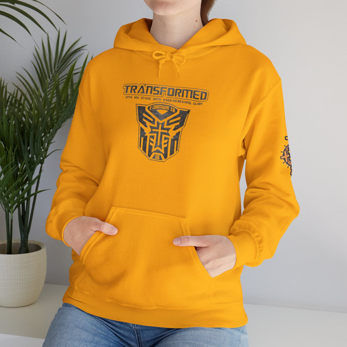 Transformer Logo Christian Hoodie | 2 Corinthians 3:18 Bible Verse Hoodie Printify