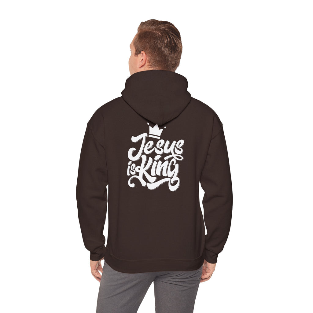Jesus is King Hoodie – Bold Crown & Cross Christian Sweatshirt for Eternal Reign & Cozy Faith Printify