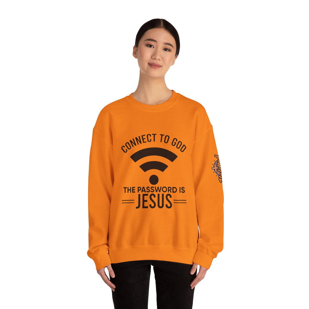 Connect to God Sweatshirt - WIFI Password is Jesus - Funny Christian Faith Sweatshirt Printify